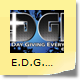 E.D.G.E. logo - closeup with a lit up cross incorporated and a splash of color behind.